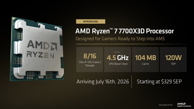 AMD Unveils Ryzen 7 7700X3D at Computex 2026